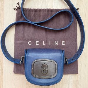 Celine Vintage Mini Crossbody Bag – Blue Leather